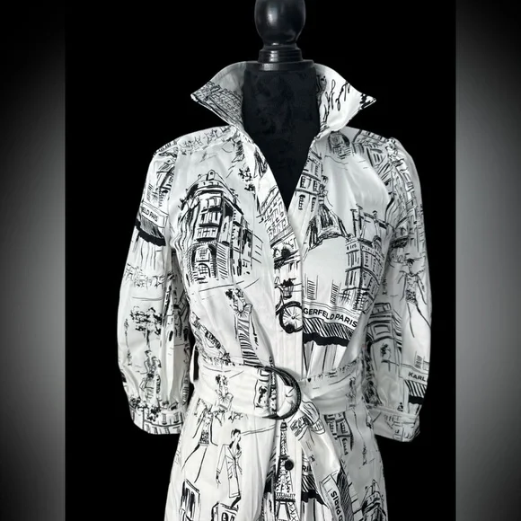 NWT Karl Lagerfeld Black & White Monochrome Graphic Dress Size 2 - Picture 2 of 13